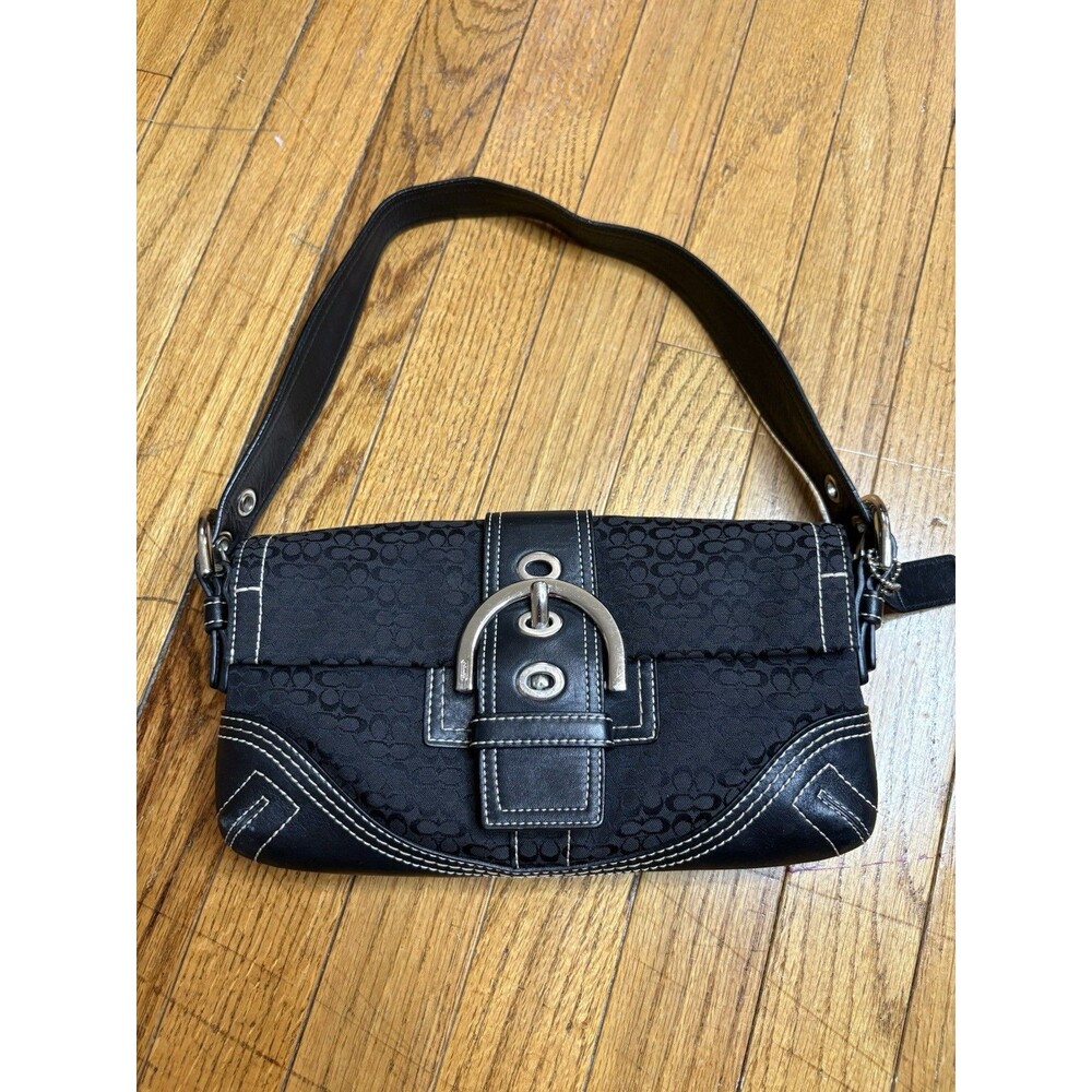 Vintage Coach Purse Soho Demi Shoulder Bag Canvas Black Leather Y2K G05Q-3628 - Picture 12 of 12